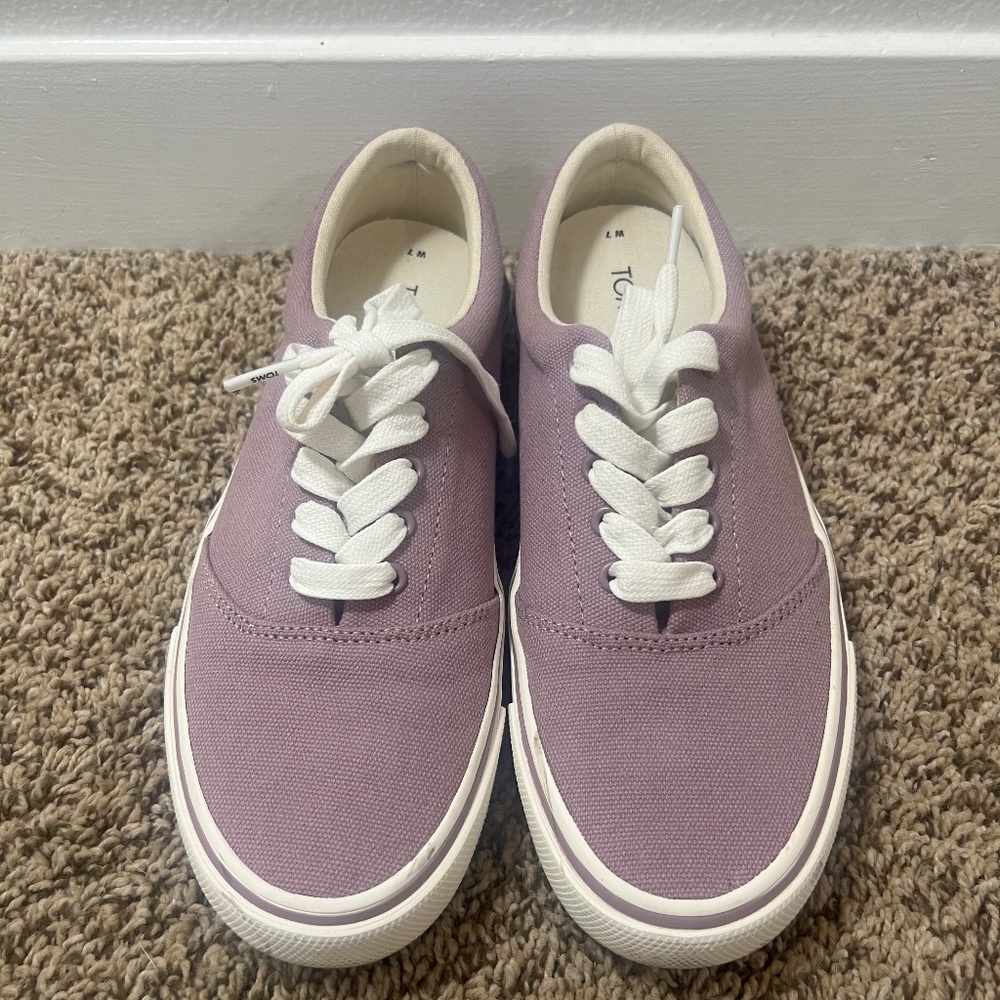Lilac/Lavendar/Purple Women's Alpargata Fenix TOMS Canvas Lace-Up Sneaker Sz 7